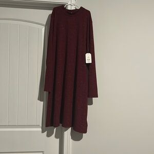 Medium burgundy, long sleeve dress